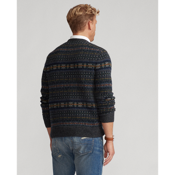 Grey Fairisle Fair Isle Wool Jumper Big & Tall 4