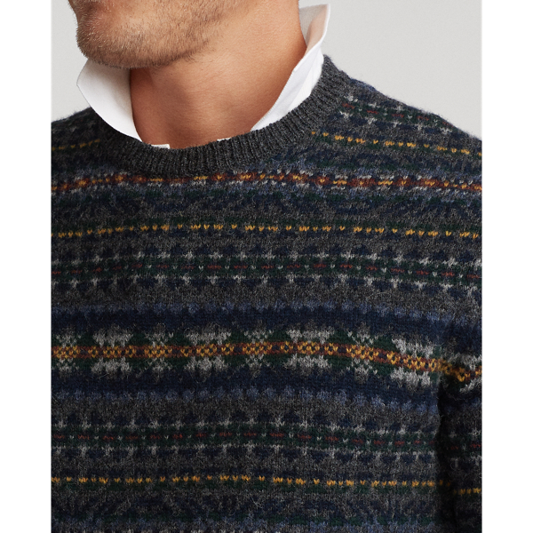 Grey Fairisle Fair Isle Wool Jumper Big & Tall 5