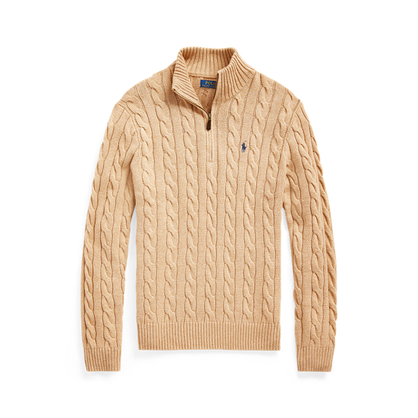 Cable Knit Cotton Quarter Zip Sweater Ralph Lauren