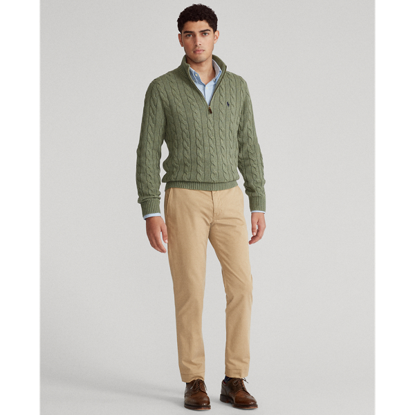 Lovette Heather Cable-Knit Cotton Quarter-Zip Sweater Big & Tall 3