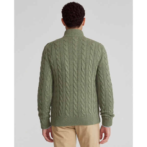 Lovette Heather Cable-Knit Cotton Quarter-Zip Sweater Big & Tall 4