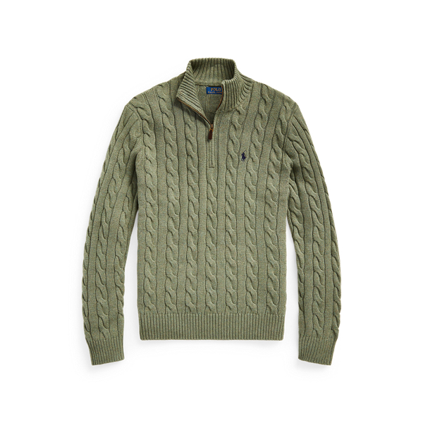 Lovette Heather Cable-Knit Cotton Quarter-Zip Sweater Big & Tall 2