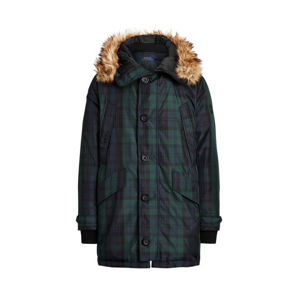 Faux-Fur-Trim Tartan Down Parka Polo Ralph Lauren 1