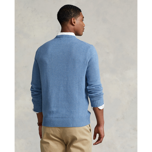Denim Blue Heather Cotton Crewneck Jumper Polo Ralph Lauren 5