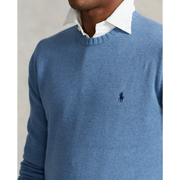 Denim Blue Heather Cotton Crewneck Jumper Polo Ralph Lauren 6