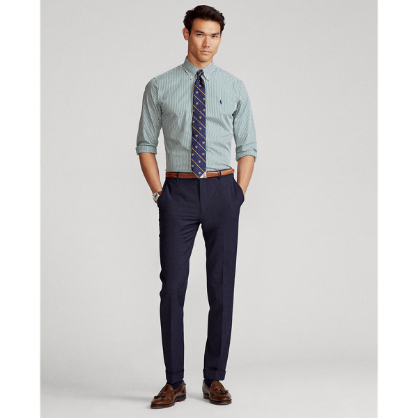 Pine/White Custom Fit Striped Poplin Shirt Polo Ralph Lauren 3