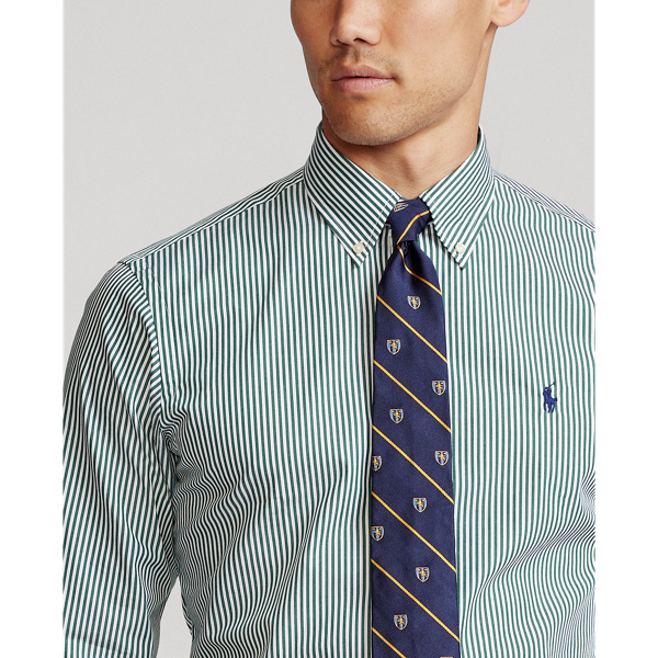 Pine/White Custom Fit Striped Poplin Shirt Polo Ralph Lauren 6
