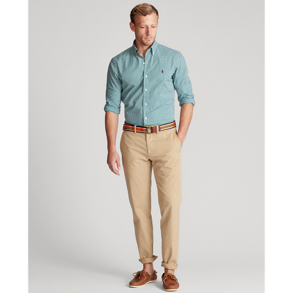 Evergreen/White Custom Fit Gingham Poplin Shirt Polo Ralph Lauren 3