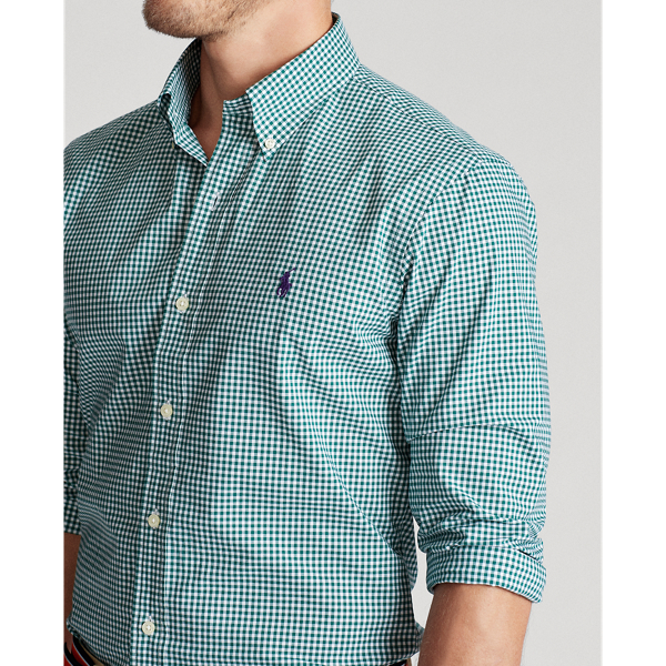Evergreen/White Custom Fit Gingham Poplin Shirt Polo Ralph Lauren 5