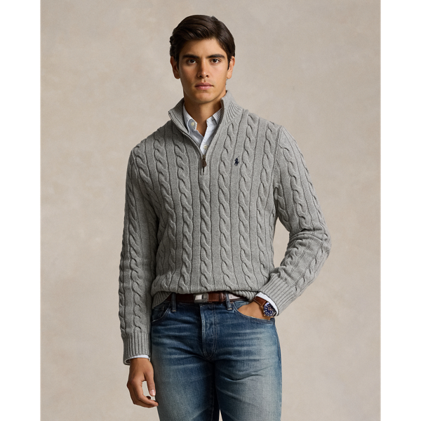 Cable Knit Cotton Quarter Zip Jumper