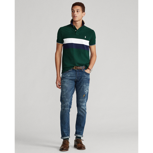 College Green Multi Custom Slim Fit Mesh Polo Polo Ralph Lauren 4