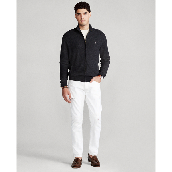 Dark Charcoal Heather Washable Wool Full-Zip Sweater Polo Ralph Lauren 3
