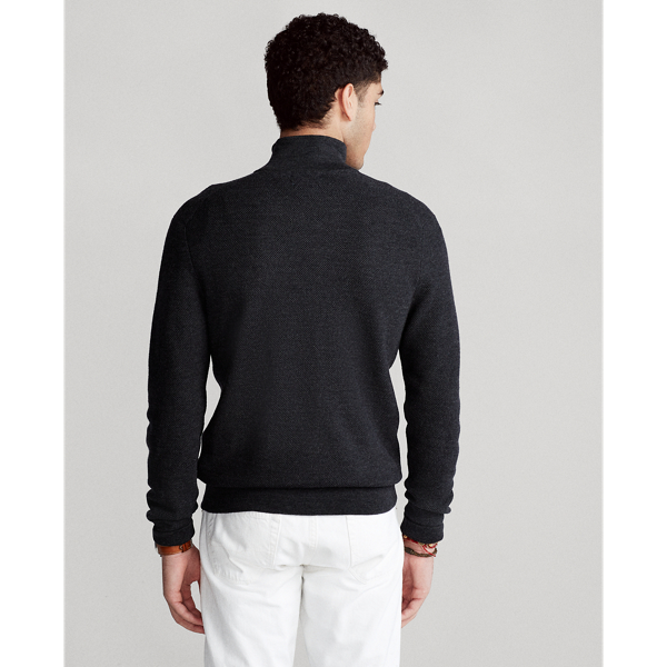 Dark Charcoal Heather Washable Wool Full-Zip Sweater Polo Ralph Lauren 4