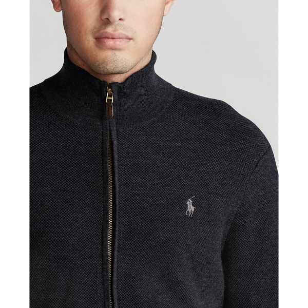 Dark Charcoal Heather Washable Wool Full-Zip Sweater Polo Ralph Lauren 5