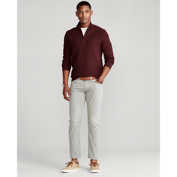 Aged Wine Heather Mesh-Knit Cotton Quarter-Zip Jumper Polo Ralph Lauren 3
