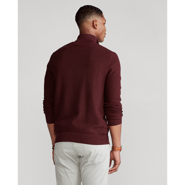 Aged Wine Heather Mesh-Knit Cotton Quarter-Zip Jumper Polo Ralph Lauren 4