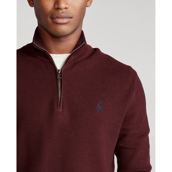 Aged Wine Heather Mesh-Knit Cotton Quarter-Zip Jumper Polo Ralph Lauren 5