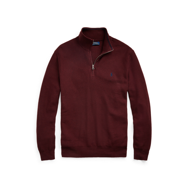 Aged Wine Heather Mesh-Knit Cotton Quarter-Zip Jumper Polo Ralph Lauren 2