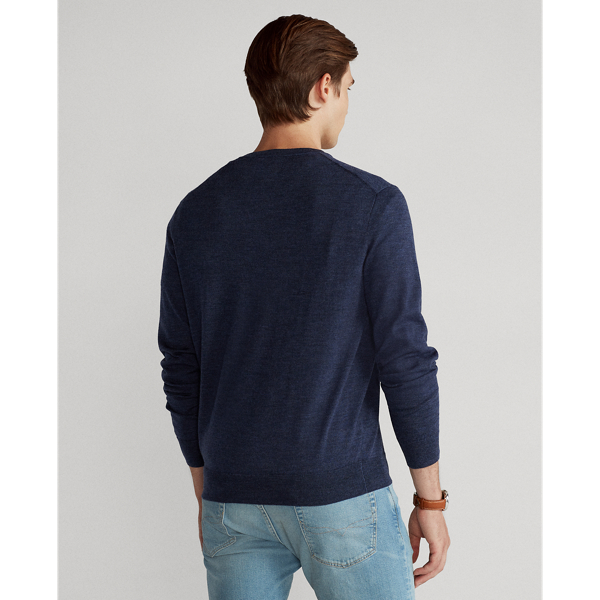 Pull cintr&eacute; en laine lavable Polo Ralph Lauren en Bleu Fresco chin&eacute; 5