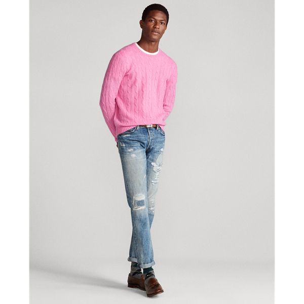 Kaschmirpullover mit Zopfmuster Polo Ralph Lauren in Rosa meliert 4