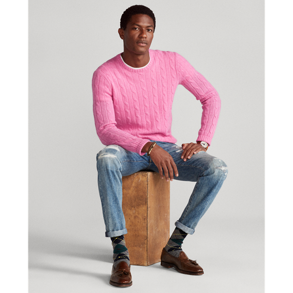Kaschmirpullover mit Zopfmuster Polo Ralph Lauren in Rosa meliert 7