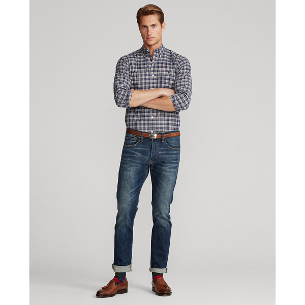 Blue/Green Multi Custom Fit Plaid Poplin Shirt Polo Ralph Lauren 4