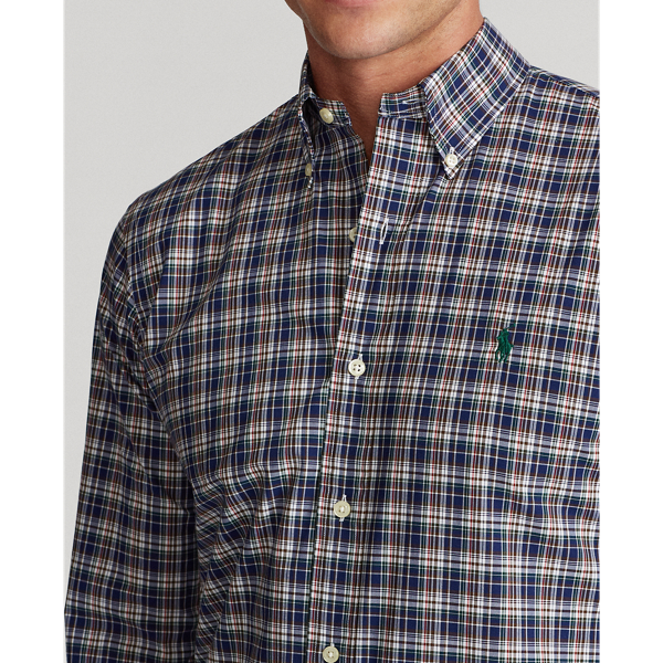 Blue/Green Multi Custom Fit Plaid Poplin Shirt Polo Ralph Lauren 6