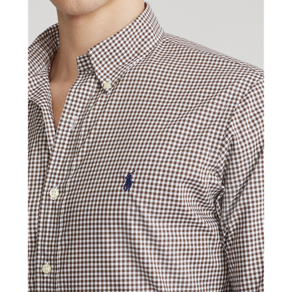 Brown/White Custom Fit Gingham Shirt Polo Ralph Lauren 6