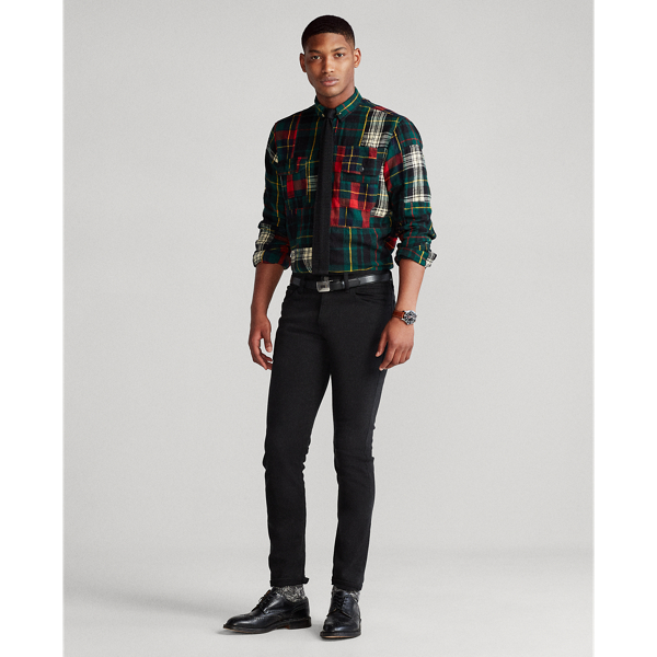 4988 Fun Shirt Custom Fit Patchwork Flannel Workshirt Polo Ralph Lauren 4