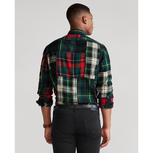 4988 Fun Shirt Custom Fit Patchwork Flannel Workshirt Polo Ralph Lauren 5