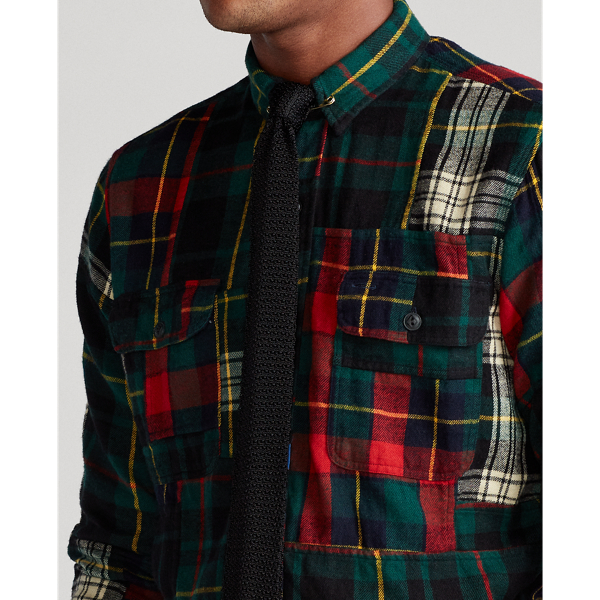 4988 Fun Shirt Custom Fit Patchwork Flannel Workshirt Polo Ralph Lauren 6