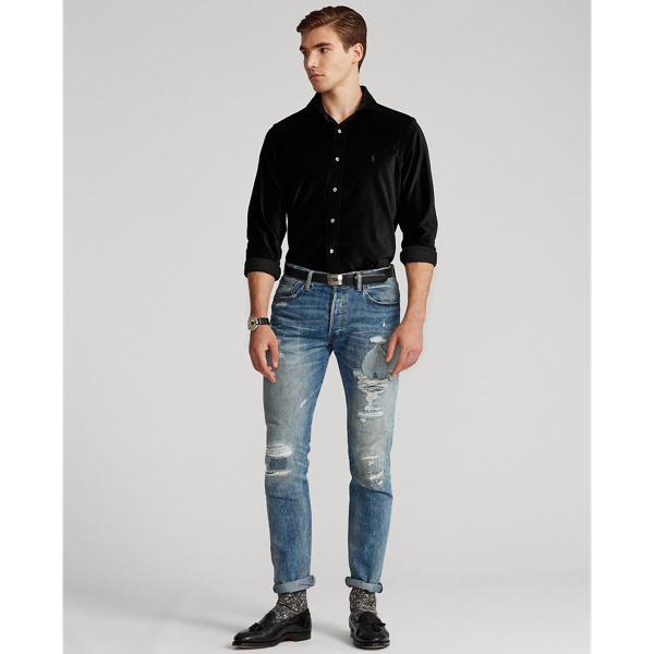 Black Custom Fit Velvet Shirt Polo Ralph Lauren 4