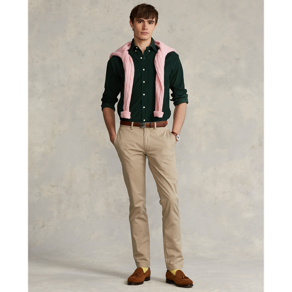Chemise cintr&eacute;e en velours c&ocirc;tel&eacute; Polo Ralph Lauren en Vert coll&egrave;ge 4
