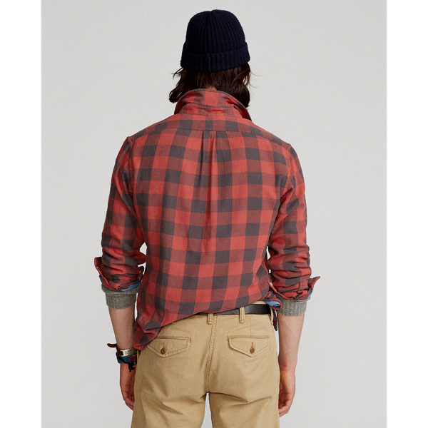 5034b Red/Black Custom Fit Indigo Plaid Shirt Polo Ralph Lauren 5