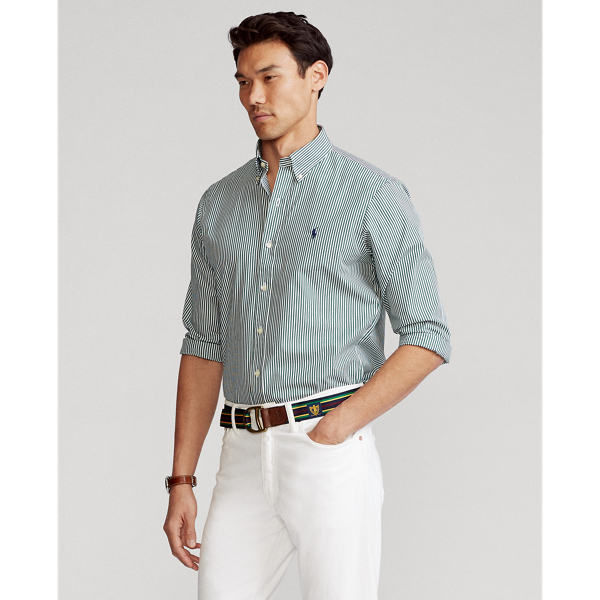 Pine/White Bengal-Stripe Poplin Shirt Big & Tall 4