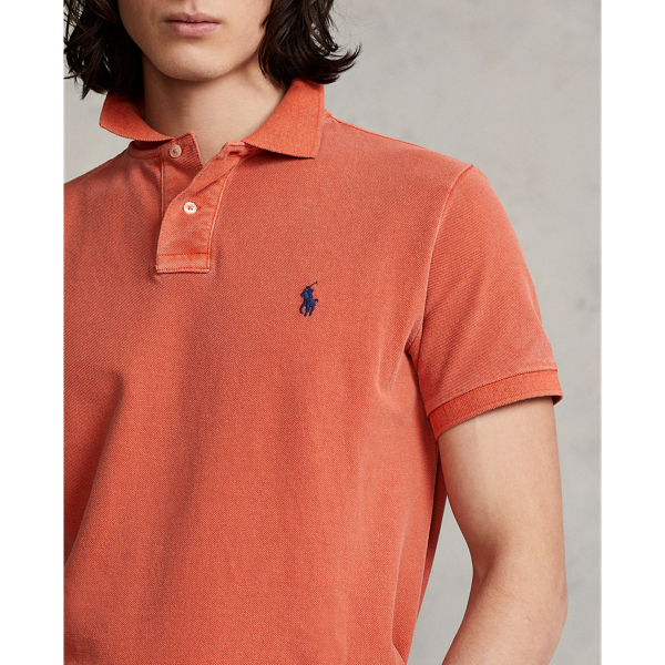 College Orange Custom Slim Fit Mesh Polo Shirt Polo Ralph Lauren 6