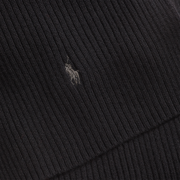 Black Rib-Knit Merino Wool Scarf Polo Ralph Lauren 2
