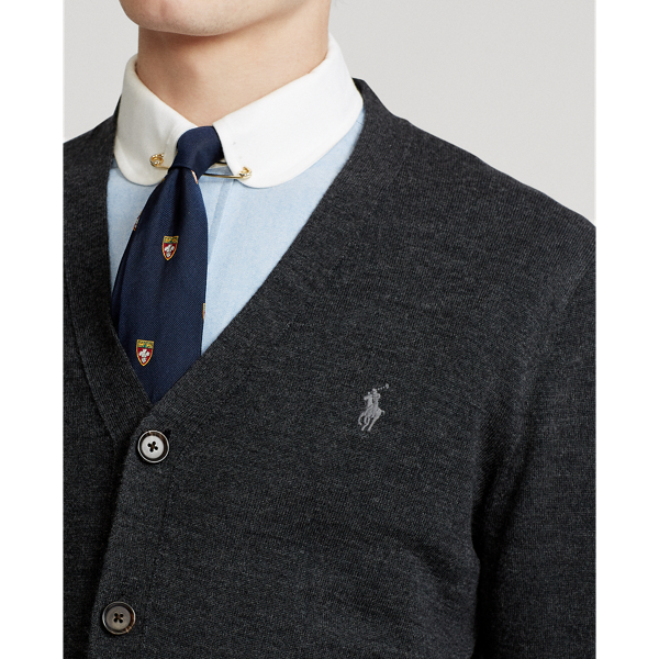 Cardigan in lana lavabile Slim-Fit Polo Ralph Lauren in Granito scuro m&eacute;lange 6