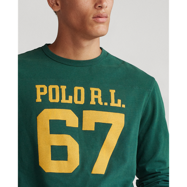 College Green Custom Slim Fit Jersey Graphic T-Shirt Polo Ralph Lauren 6
