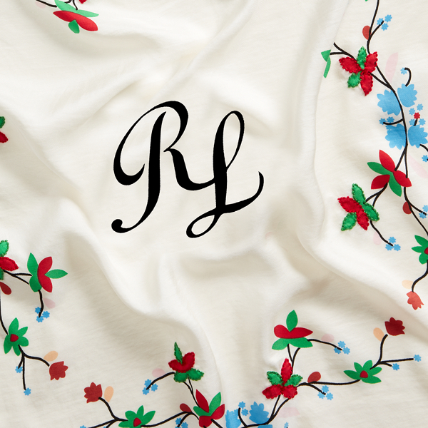 White Multi Beaded Silk Scarf Polo Ralph Lauren 3