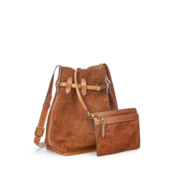 Sac seau Bellport en daim Polo Ralph Lauren en Cannelle 3