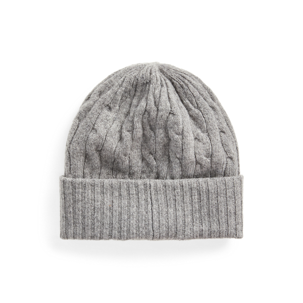 Grey Cable-Knit Wool-Cashmere Hat Polo Ralph Lauren 2