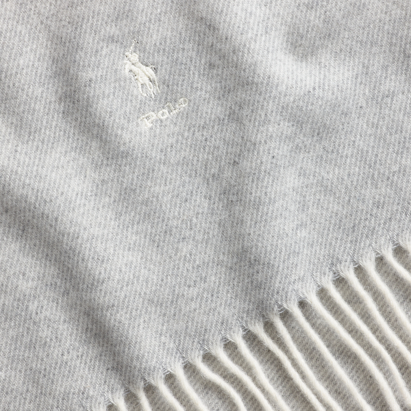 Cream/Lt Vintage Heather Colour-Blocked Wool Scarf Polo Ralph Lauren 3