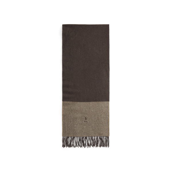 Chocolate Brown/Camel Colour-Blocked Wool Scarf Polo Ralph Lauren 2