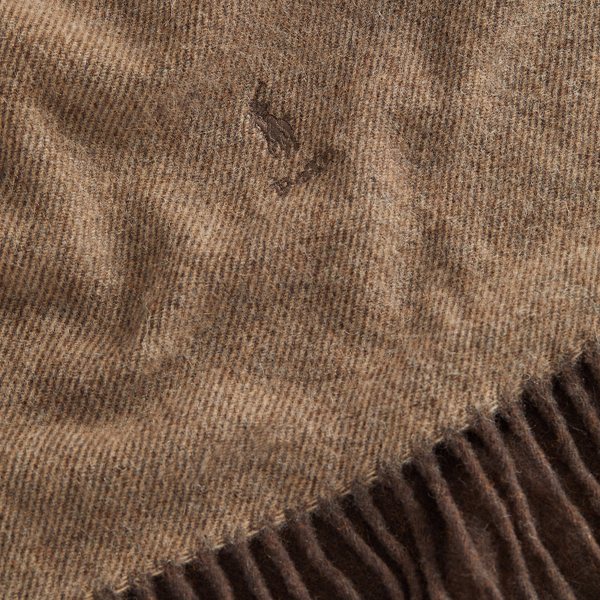 Chocolate Brown/Camel Colour-Blocked Wool Scarf Polo Ralph Lauren 3