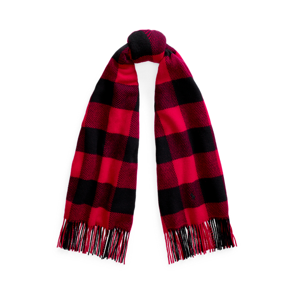 Fringe Plaid Wool Scarf Polo Ralph Lauren 1