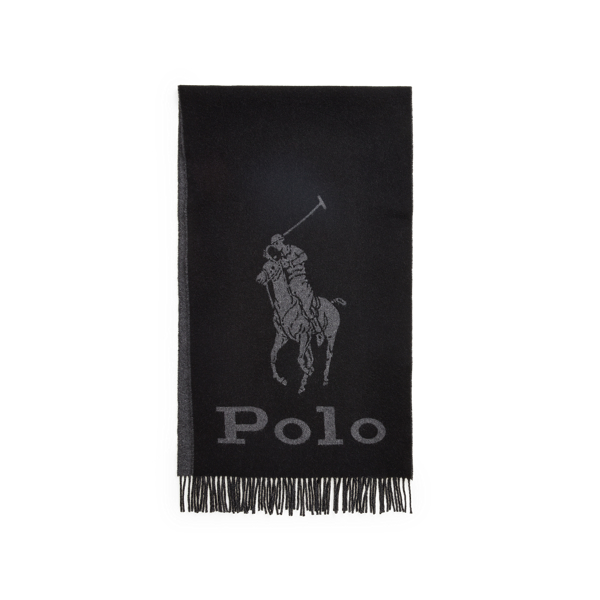 Black/Charcoal Logo Wool-Blend Scarf Polo Ralph Lauren 2