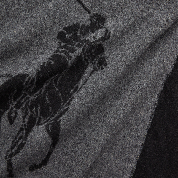 Black/Charcoal Logo Wool-Blend Scarf Polo Ralph Lauren 3