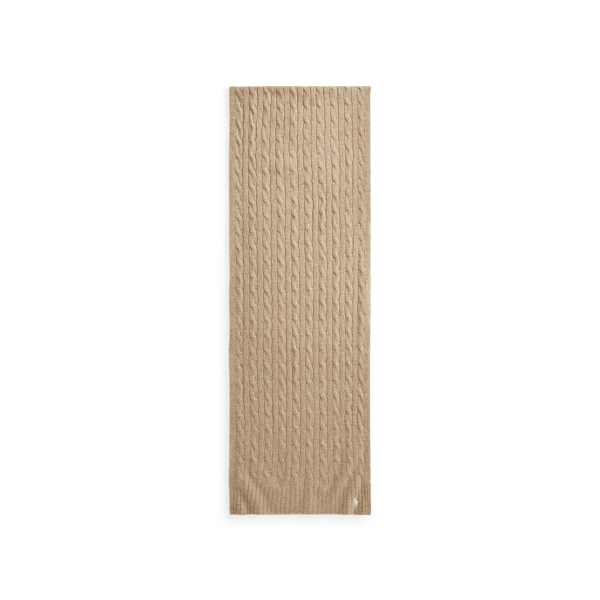 Camel Cable-Knit Wool-Cashmere Scarf Polo Ralph Lauren 2