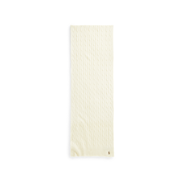 Cream Cable-Knit Wool-Cashmere Scarf Polo Ralph Lauren 2